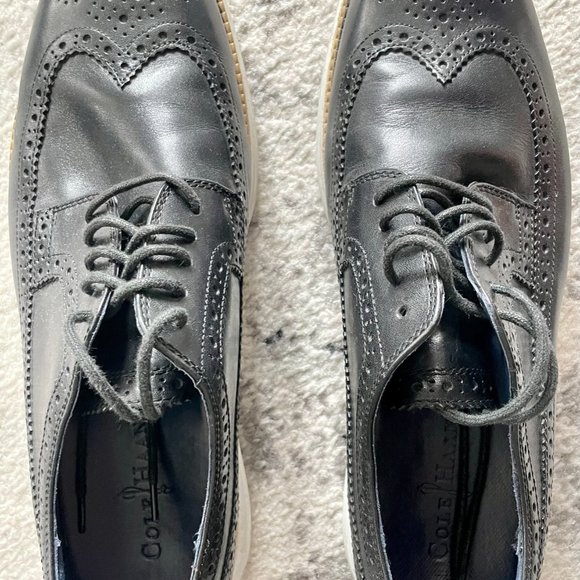 Mens Cole Haan Long LunarGrand Wingtip Oxford Leather Lace Up - Black 11.5 - Picture 5 of 11